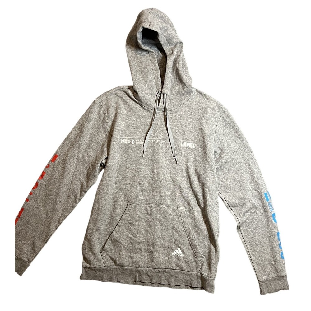 Adidas‎ Men's Large Gray Damian Lillard 'All Nighter Tour' Graphic Hoodie